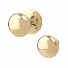 Exel Round Rim Door Knob - 57mm Rose Diameter - Polished Brass