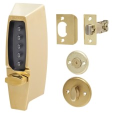 dormakaba Unican 7104 Light Duty Push Button Code Lock and Latch - Polished Brass
