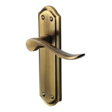 Heritage Brass by M Marcus Antique Brass Scroll Latch Door Handle - Sandown Range - 180 x 48mm