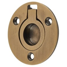 Exel Round Flush Ring Cabinet Pull Handle - 38mm Diameter - Antique Brass