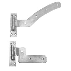 GateMate Heavy Duty Curved Rail Hook & Band Gate Hinge Kit - 300 x 40mm - Left Hand - Galv - Pair
