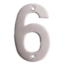 Exel 100mm Screw Fix Door Numeral - 6 - Satin Stainless Steel