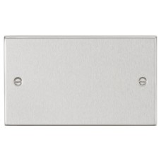 Knightsbridge 2 Gang Square Edge Blank Plate - Brushed Chrome