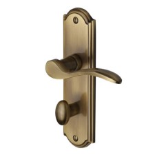 Heritage Brass by M Marcus Antique Brass Scroll Bathroom Door Handle - Howard Range - 171 x 48mm