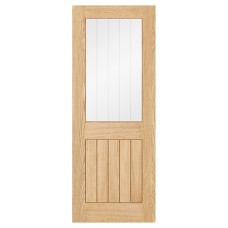 LPD Belize 1 Light Clear Glazed with Frosted Lines Pre-Finished Internal Door - 1981 x 838mm - Oak 
