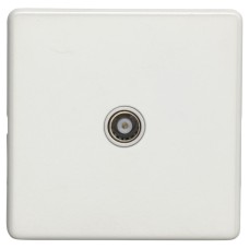 Eurolite Concealed 1 Gang Screwless Flat Plate Isolated TV Coaxial Socket - Matt White