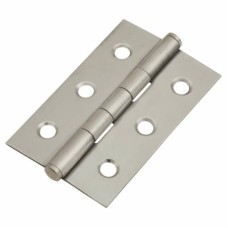 Pressed Butt Door Hinge - 64 x 40 x 1mm - Satin Stainless Steel - Pair