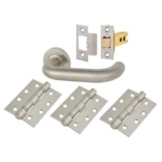 Exel 22mm Return to Door Latch Door Handle on Rose Kit - Satin Stainless Steel