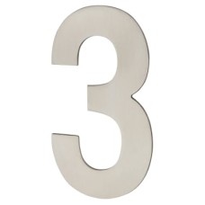 Hampstead 100mm Concealed Screw Fix Door Numeral - 3 - Satin Stainless Steel