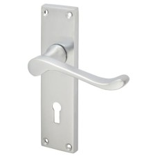 Exel Satin Chrome Victorian Scroll Keyhole Lock Door Handle - 155 x 42mm