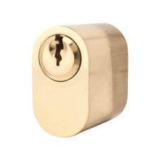 Securefast 6 Pin Scandinavian Oval Cylinder - External - Anti-Drill - Polished Brass