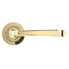 From The Anvil Aged Brass Door Handles on Round Rose - Avon Range 