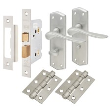 Exel Rome Bathroom Lock Door Handle Kit - Satin Chrome