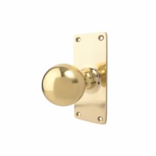 Exel School Room Pattern Mortice Door Knob on Backplate - 127 x 51mm - Polished Brass