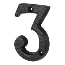 Olde Forge 76mm Screw Fix Door Numeral - 3 - Antique Black Iron