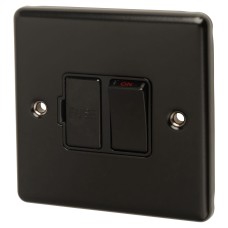 Eurolite Enhance Decorative 13A 1 Gang DP Switched Fused Spur - Matt Black with Black Inserts