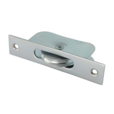 Exel Square Axle Sash Window Pulley - 44mm Curved Metal Wheel - Satin Chrome