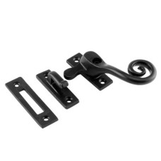 Olde Forge Curly Tail Locking Mortice & Hook Plate Casement Window Fastener - RH - Antique Black