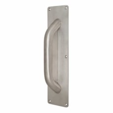 Anti-Ligature Infilled Door Pull Handle on Plate - Screw Fix - 300 x 75mm - Stainless Steel