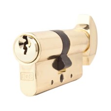 Exel 5 Pin 60mm Euro Thumbturn Cylinder - 30mm Turn + 30mm - Pol Brass - Keyed to Differ