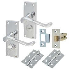 Exel Victorian Scroll Privacy Latch Door Handle Kit - Short Plate - Polished Chrome