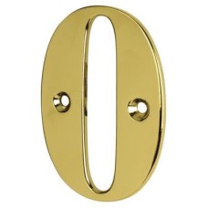 79mm Screw Fix Door Numeral - 0 - Polished Brass Effect