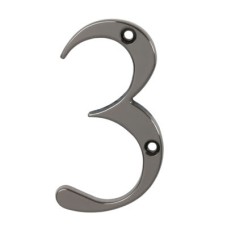76mm Screw Fix Door Numeral - 3 - Bright Bronze