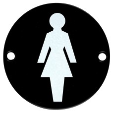 Exel Female Toilet Door Sign - 75mm Diameter - Matt Black