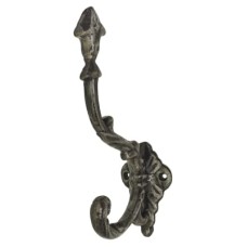 Olde Forge Single Hat & Coat Hook - 180mm Height - Lacquered Iron