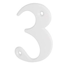 79mm Screw Fix Door Numeral - 3 - White