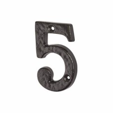 Elan 76mm Screw Fix Door Numeral - 5 - Metalized Antique Black Iron