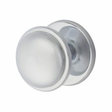 Exel Round Centre Door Knob with Plain Rose - 80mm Rose Diameter - Polished Chrome