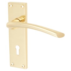 Exel Polished Brass Keyhole Lock Door Handle - Rimini Range - 151 x 42mm