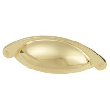 Exel Chest Cabinet Cup Handle - 64mm Centres - Polished Brass