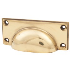 From The Anvil Art Deco Cabinet Cup Handle - 84mm Centres - Antique Brass