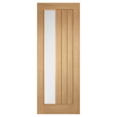 LPD Mexicano 1 Light Offset Clear Glazed Pre-Finished Solid Internal Door - 2032 x 813 x 35mm - Oak