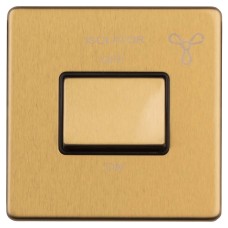 Eurolite Concealed 10A 1 Gang Screwless Flat Plate Triple Pole Fan Isolator Switch - Satin Brass