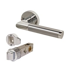 Excel Polished/Satin Chrome Smartlatch Privacy Door Handles on Round Rose - Serena Range