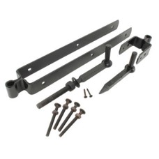 GateMate Heavy Duty Double Strap Gate Hinge Set - 600 x 90mm - Black Galvanised