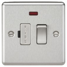 Knightsbridge 13A 1 Gang Round Edge Switched Fused Spur with Neon - Brushed Chrome