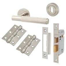 Exel Remi Knurled 3 Lever Sashlock Door Handle Kit - Satin Nickel 