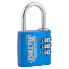 Exel 3 Dial Combination Padlock - 30mm Body - 21.5 x 16mm Shackle - Keyed to Differ - Blue