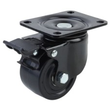 Coldene Low Level and High Load Castor - Swivel Braked - 200kg Max Weight - 65mm Diameter - Black