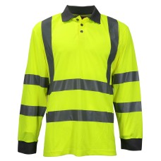 TIMCO Hi Visibility Long Sleeve Polo Shirt - Yellow - Large