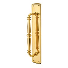 Carlisle Brass Offset Door Pull Handle on Plate - Screw Fix - 380 x 65mm - Polished Brass