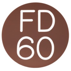 Exel FD60 Fire Door Sign - Self Adhesive - 50mm Diameter - Rigid Plastic - Brown