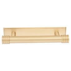  Frelan Hoxton Sturt Cabinet Handle on Rushton Backplate - 96mm Centres - Satin Brass