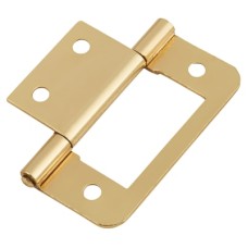 Flush Cabinet Hinge - 50 x 36 x 1mm - Polished Brass - Pack of 10 Pairs