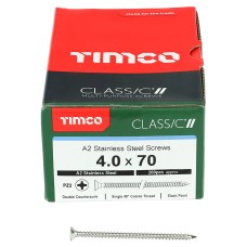 TIMCO Classic Pozi Countersunk Wood Screws - 4.0 x 70mm - A2 Stainless Steel - Pack of 200