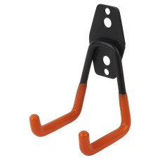 Tubular Garage and Shed Double Storage Hook - 70mm Depth - Black & Orange
